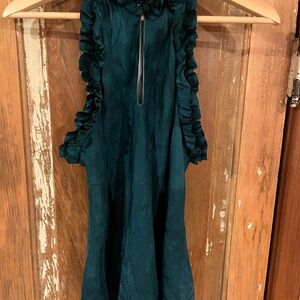 Banana Republic Teal Ruffled Sleeveless Blouse